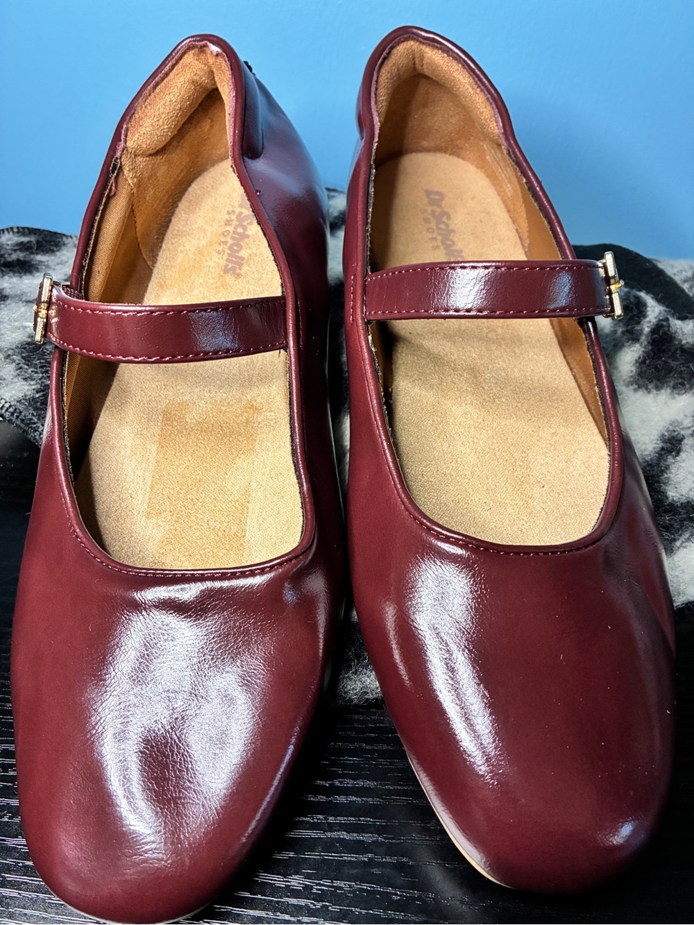 Dr. Scholl's Burgundy Mary Jane Flats with Strap